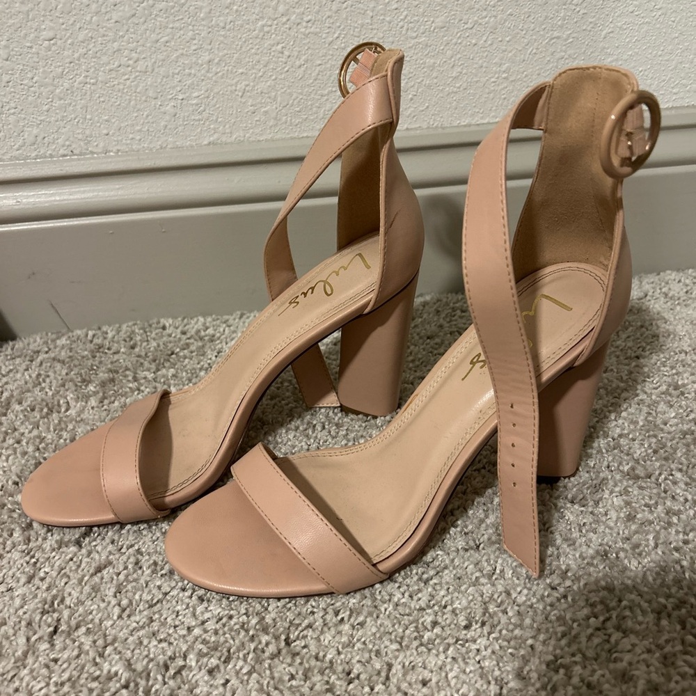 Lulus Women's Blush Nude Pink Block Heel Sandals